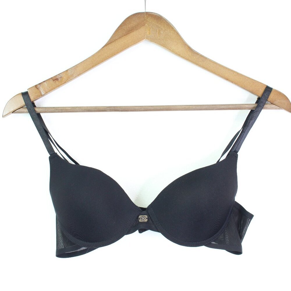 Nicole Miller Jersey & Mesh Lightly Padded Underwire Bra Black Size 34B